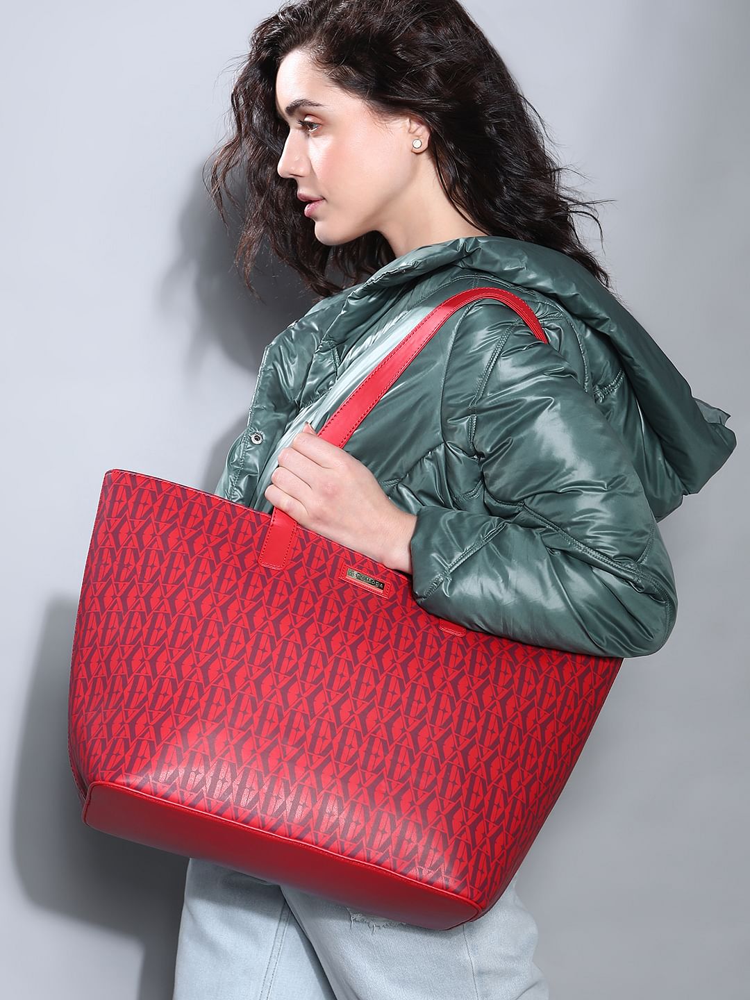 Red Printed Tote Bag
