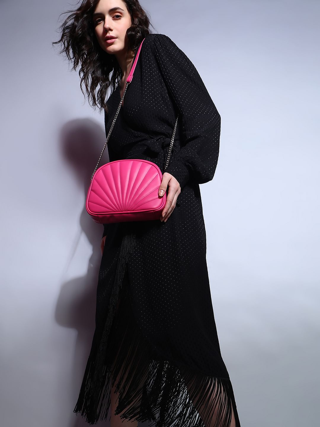 Pink Quilted Crossbody Bag