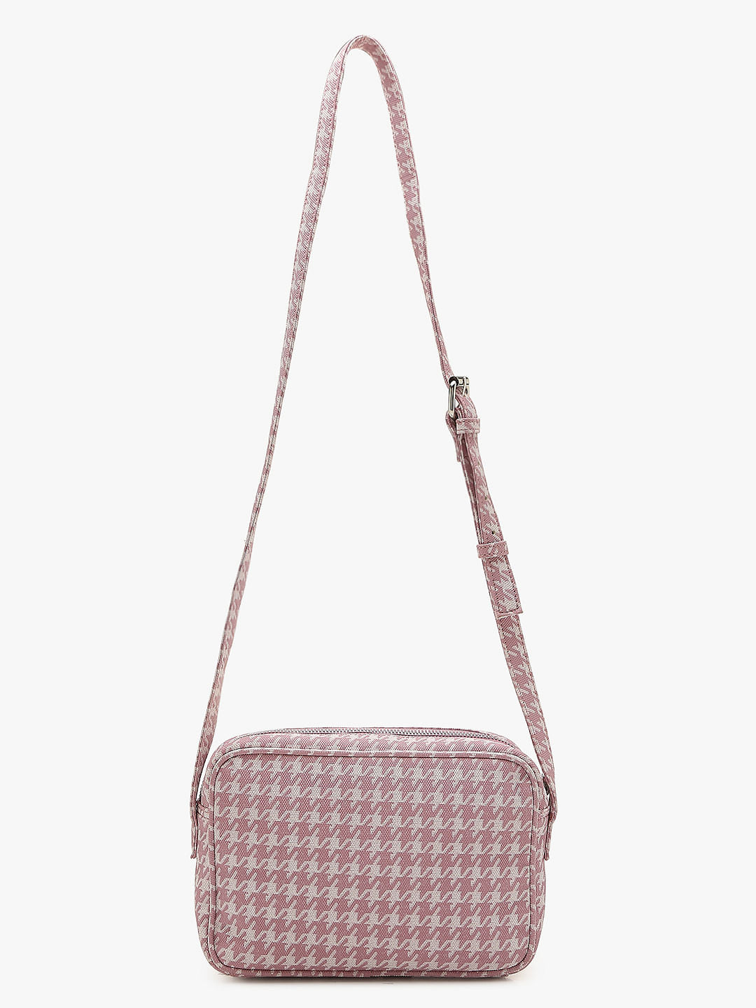 Pink Houndstooth Crossbody Bag
