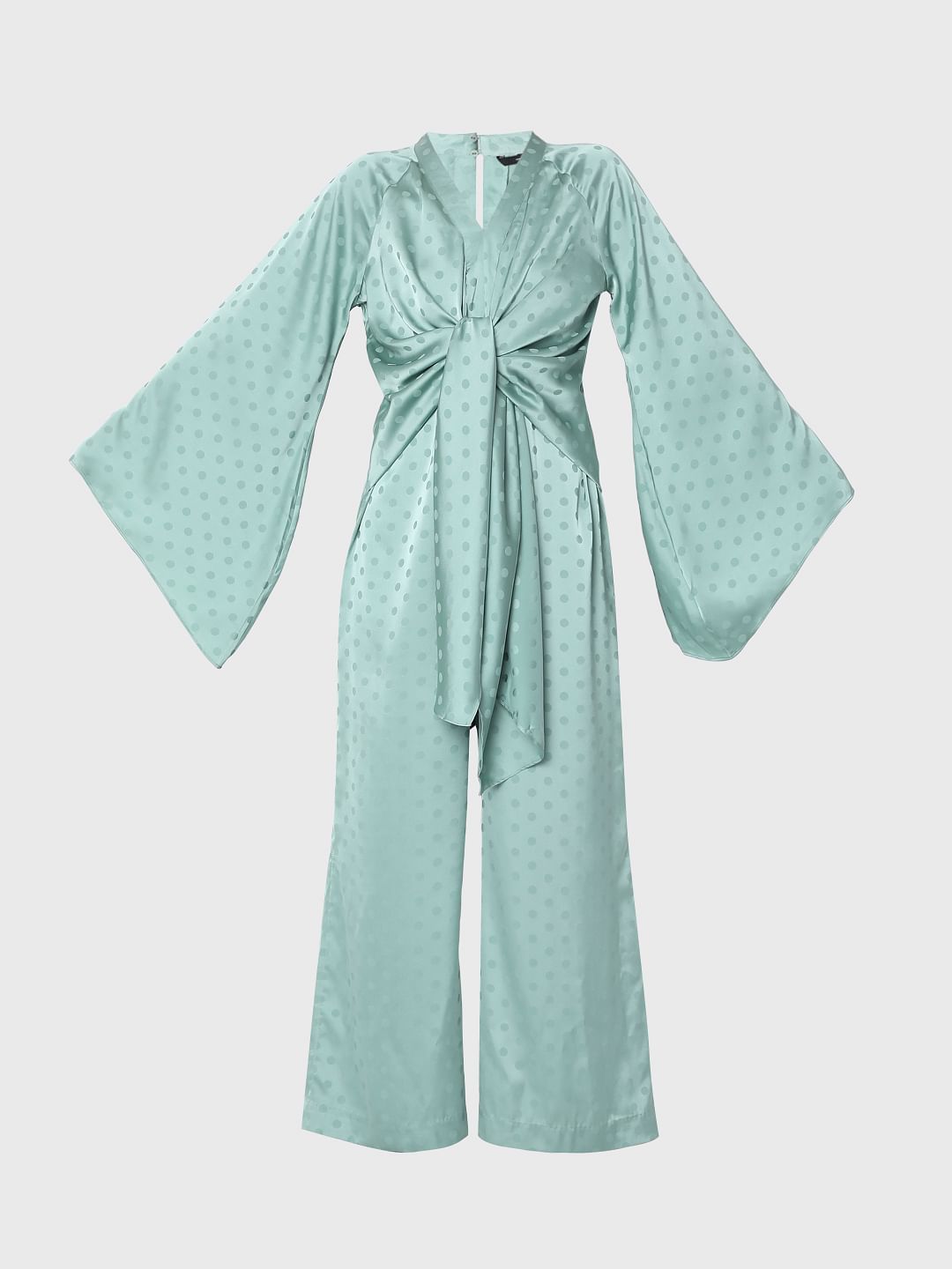 Blue Front Tie Up Jumpsuit