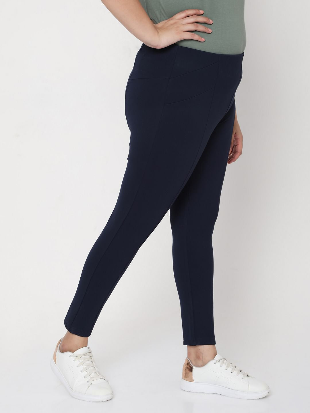 Curve Blue Mid Rise Leggings