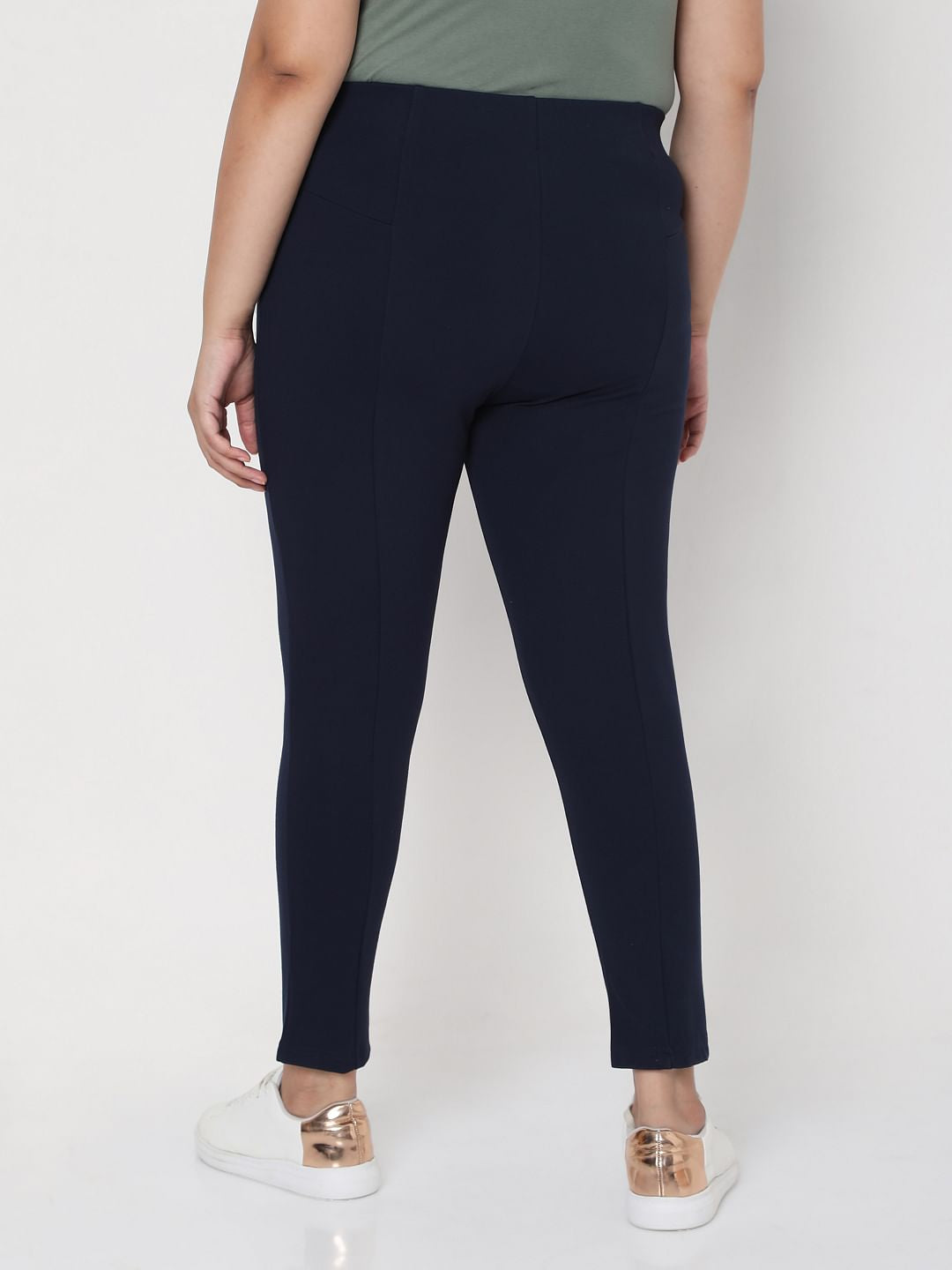 Curve Blue Mid Rise Leggings