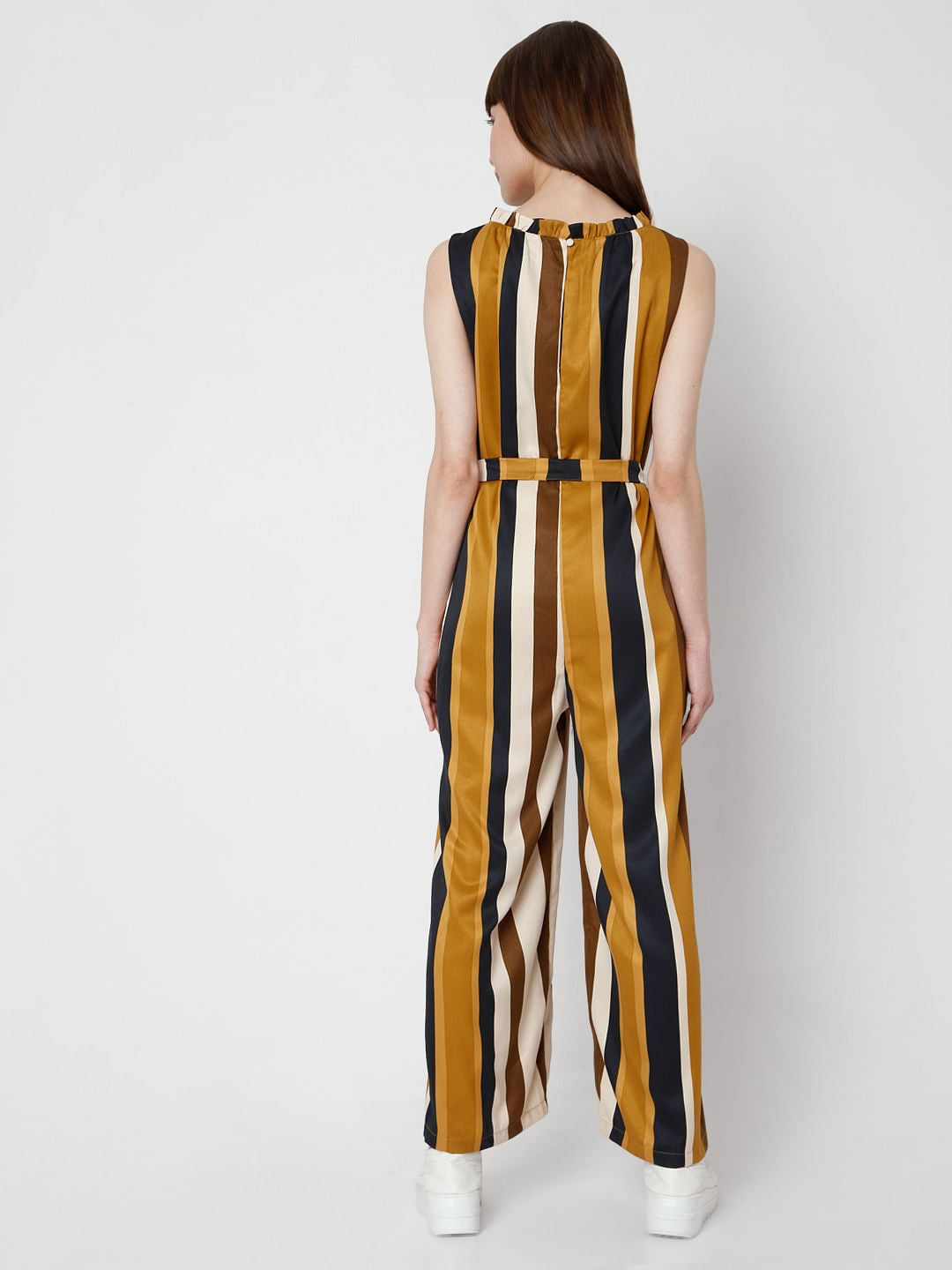 Brown Striped Jumpsuit