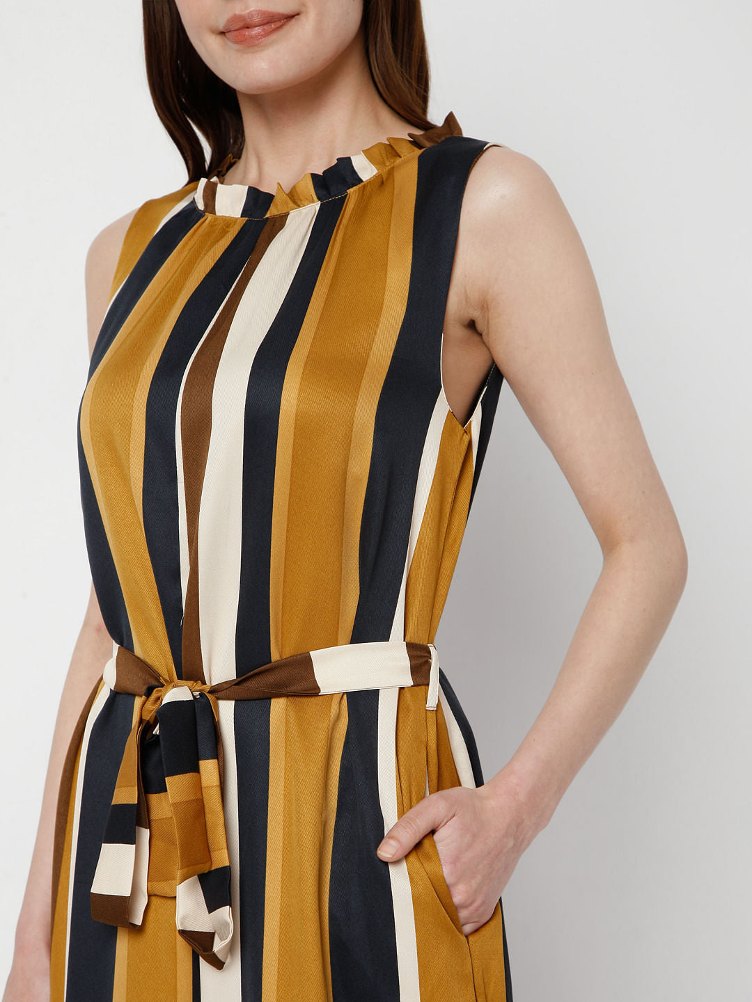 Brown Striped Jumpsuit