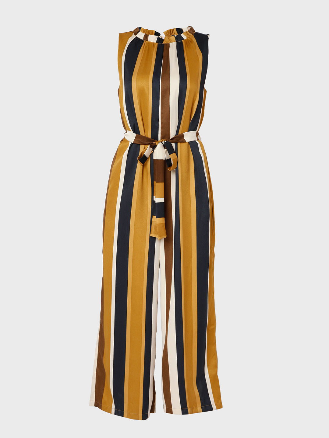 Brown Striped Jumpsuit