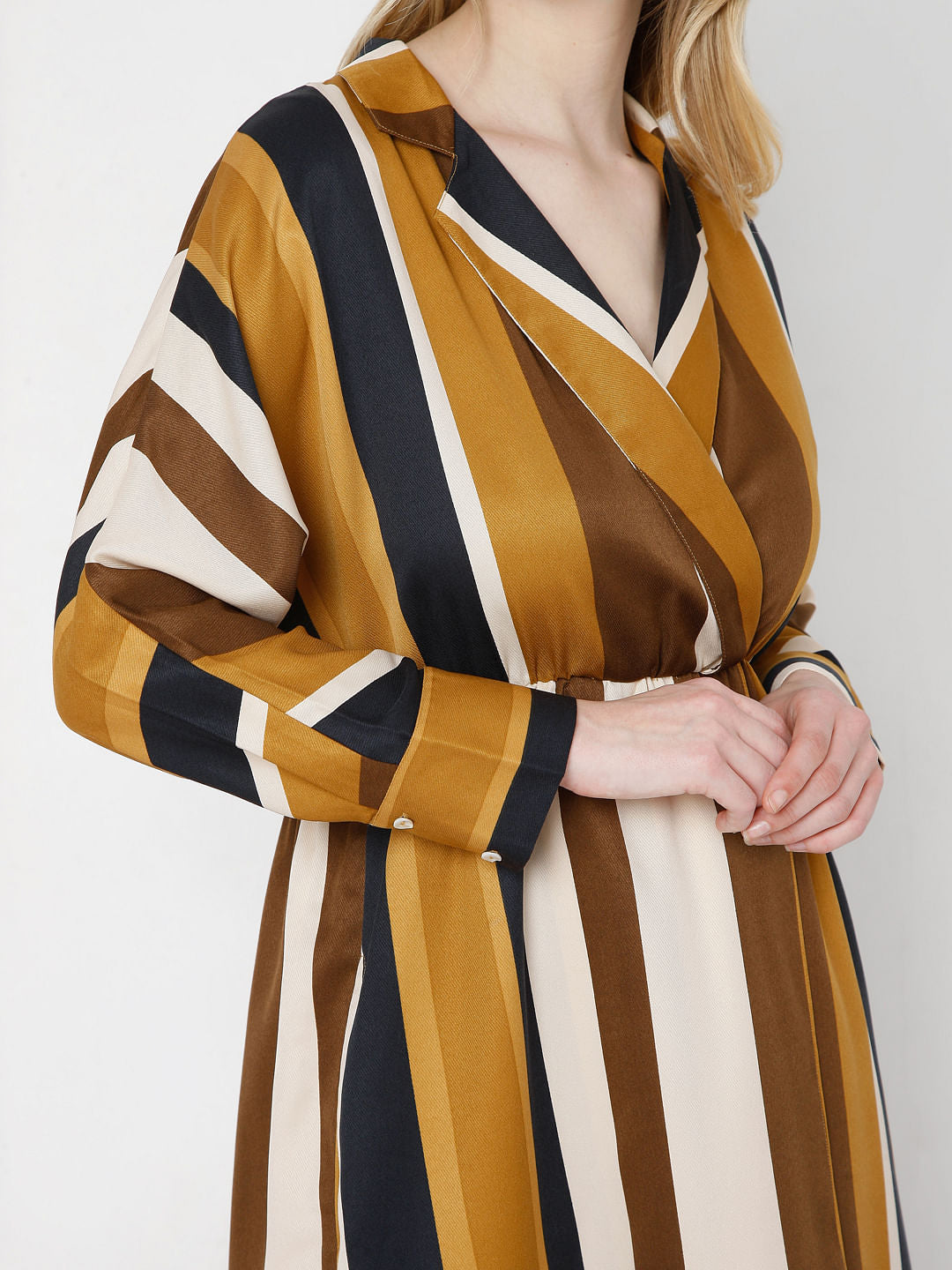 Brown Striped Fit & Flare Dress