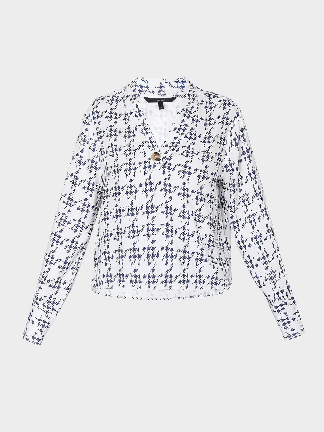 White Houndstooth Top