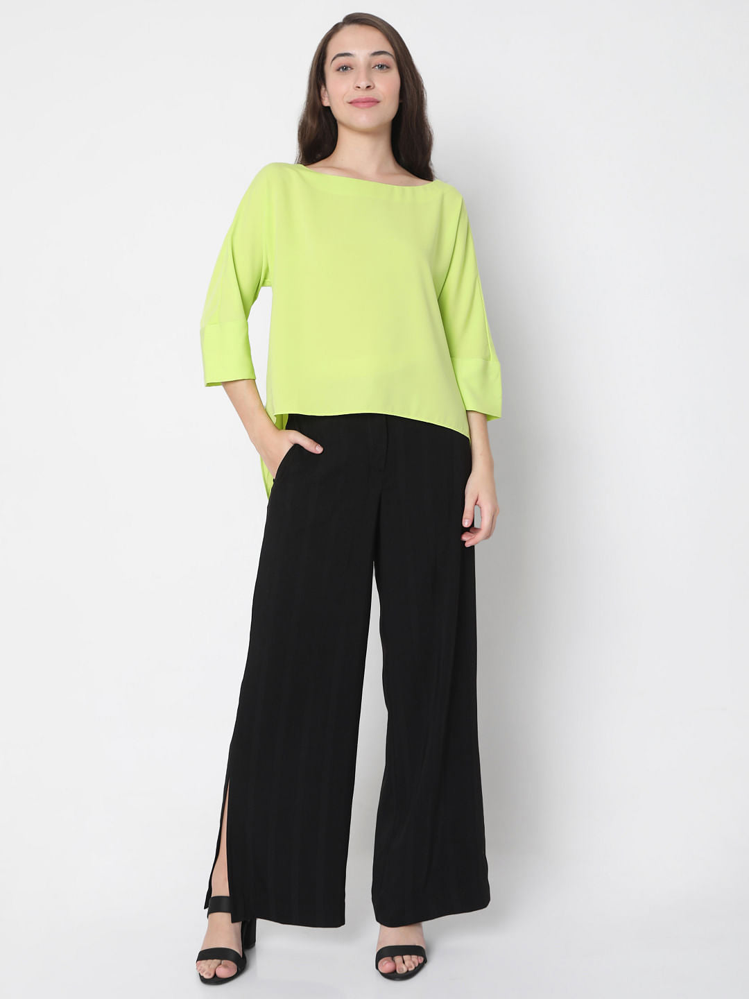 Green Boat Neck Top