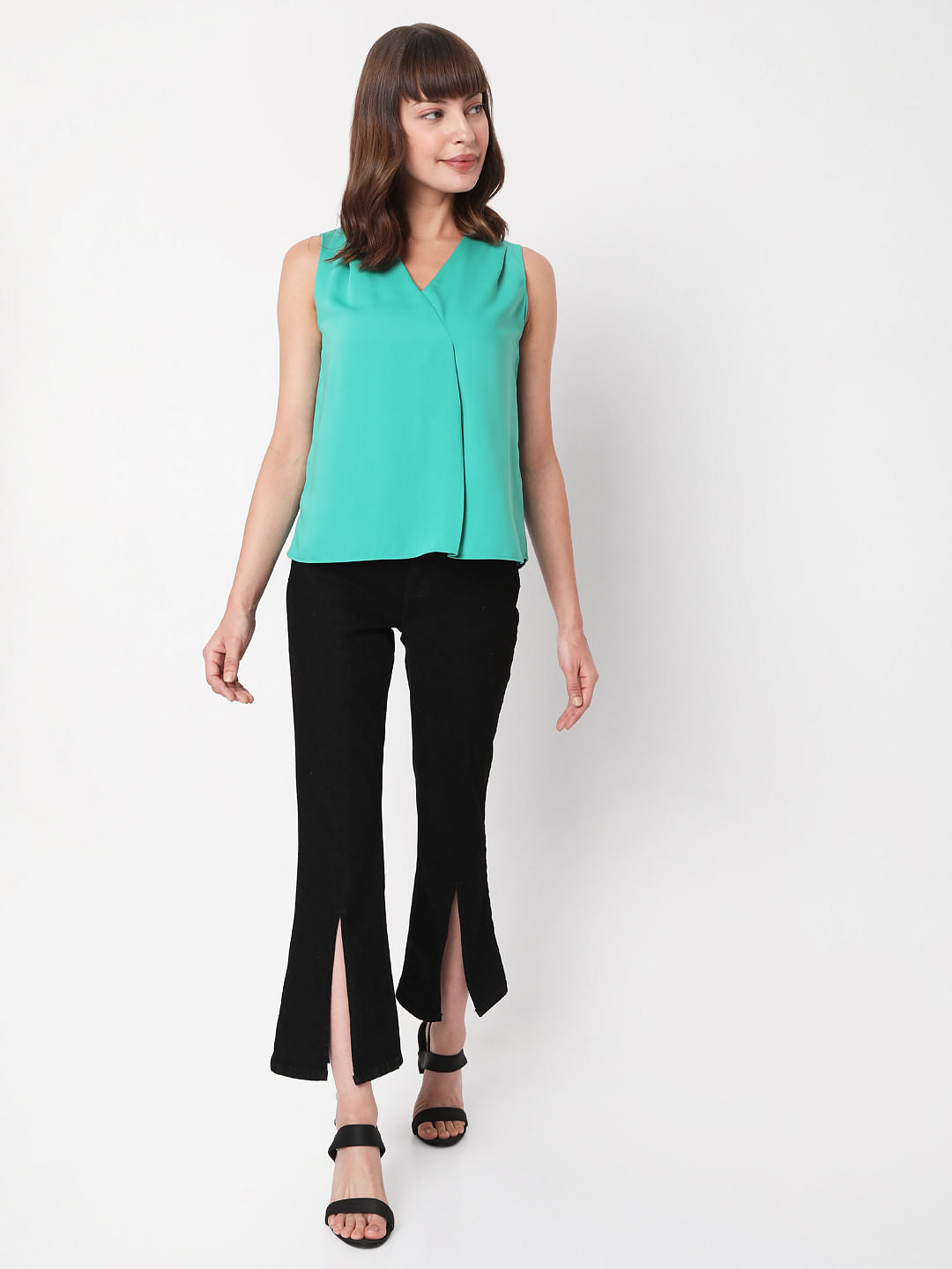 Green V Neck Top