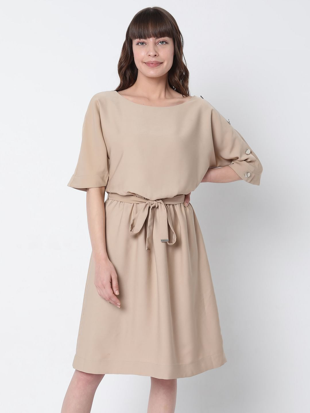 Brown Fit & Flare Dress