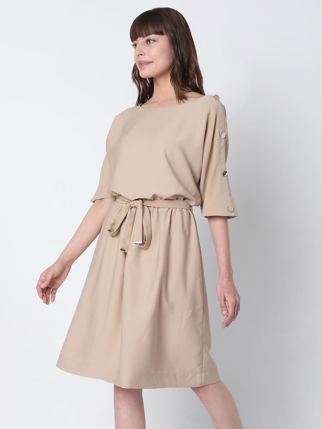 Brown Fit & Flare Dress