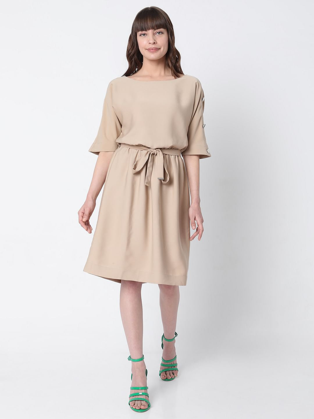 Brown Fit & Flare Dress