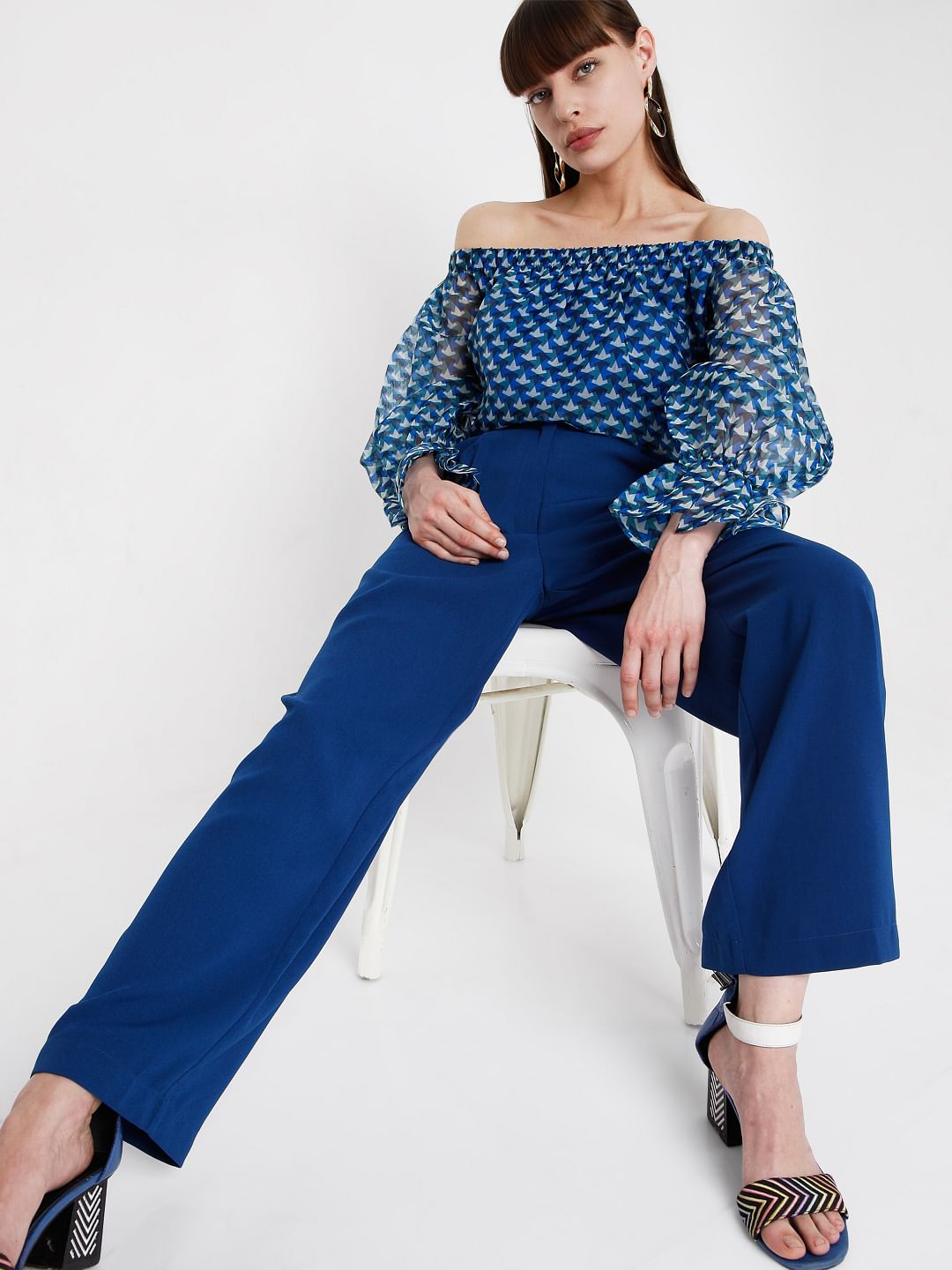 Blue Straight Leg Co-Ord Set Trousers