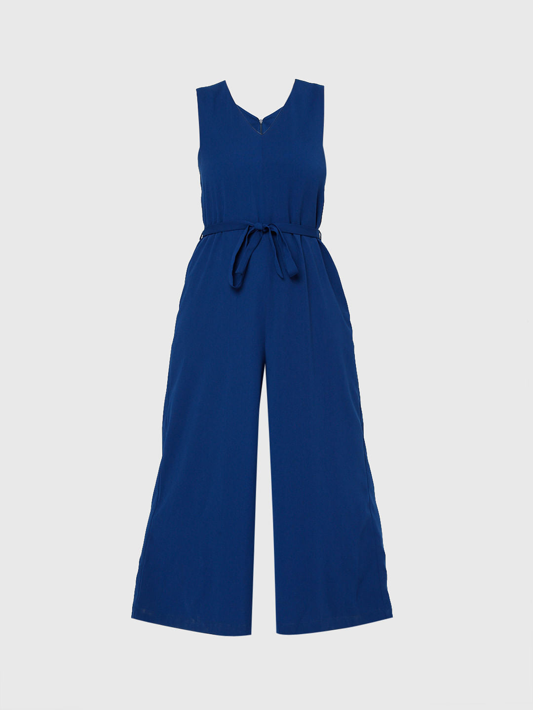 Blue Waist Tie-Up Jumpsuit