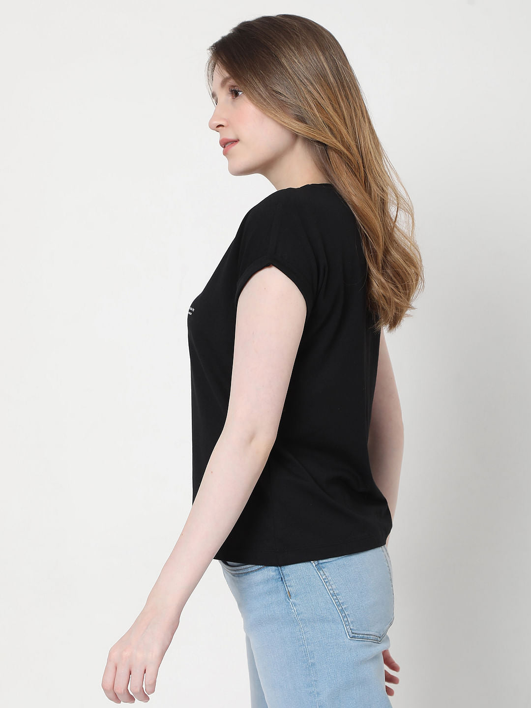 Black Slogan Print T-Shirt