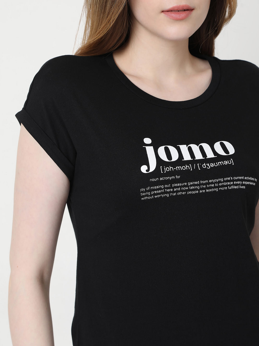 Black Slogan Print T-Shirt