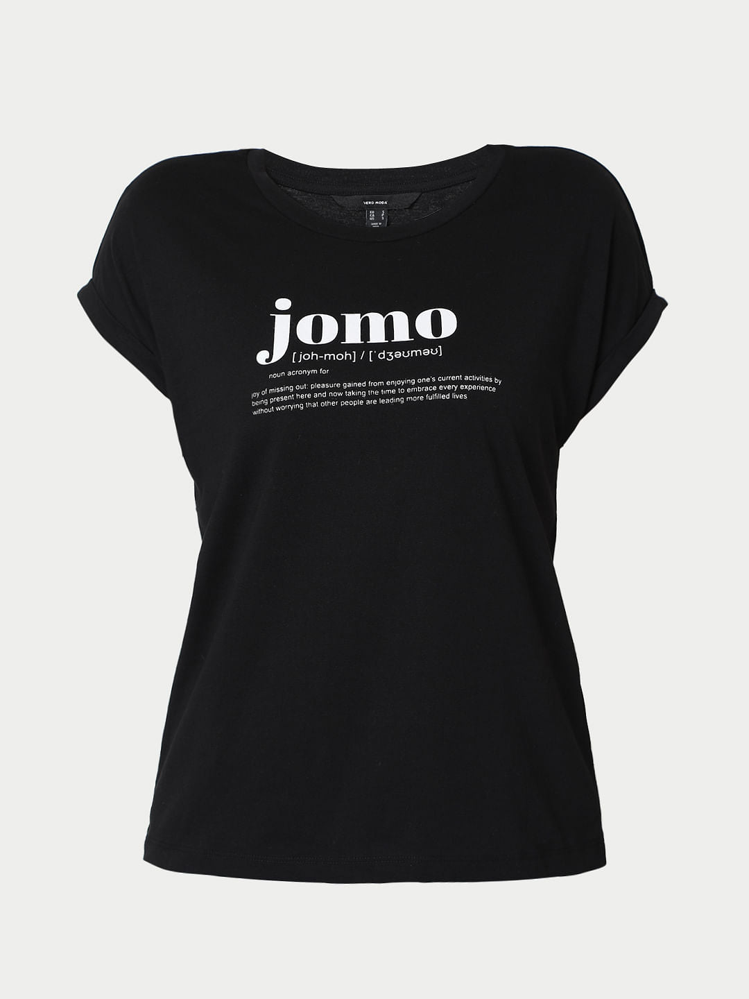 Black Slogan Print T-Shirt