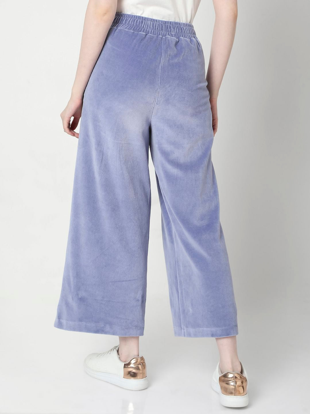 Blue High Rise Velvet Co-Ord Pants