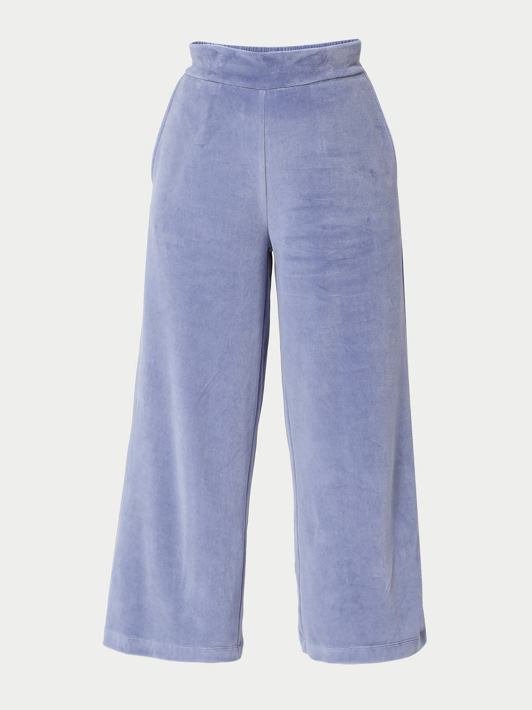 Blue High Rise Velvet Co-Ord Pants