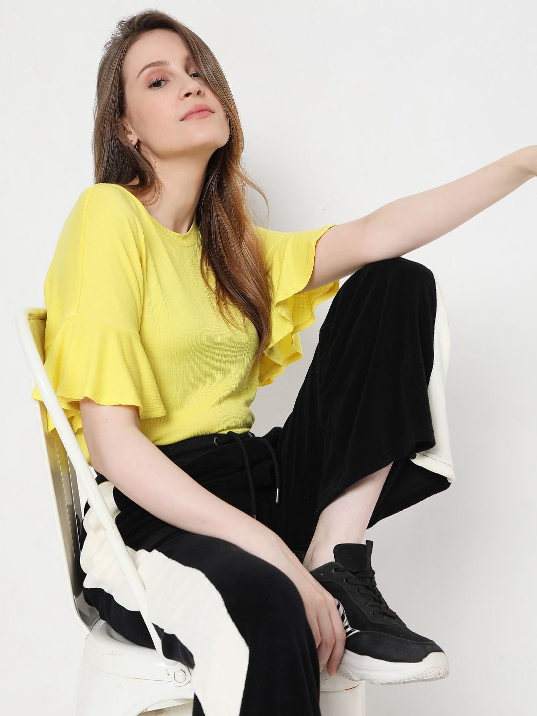 Yellow Frill Sleeves Top