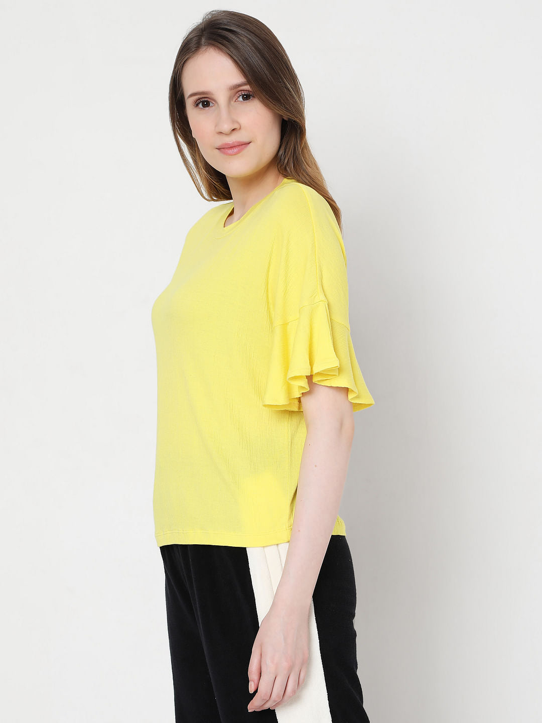 Yellow Frill Sleeves Top