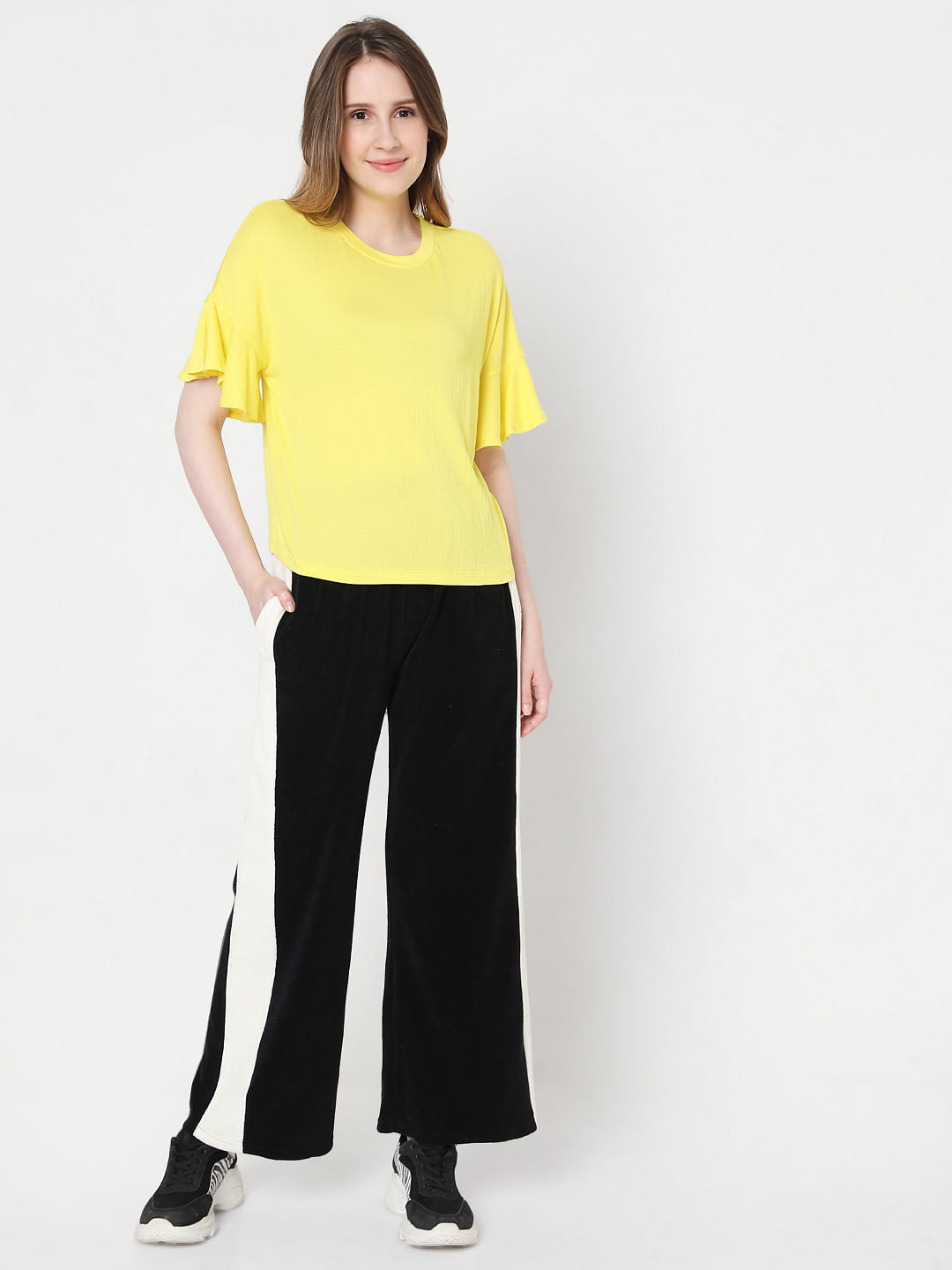 Yellow Frill Sleeves Top