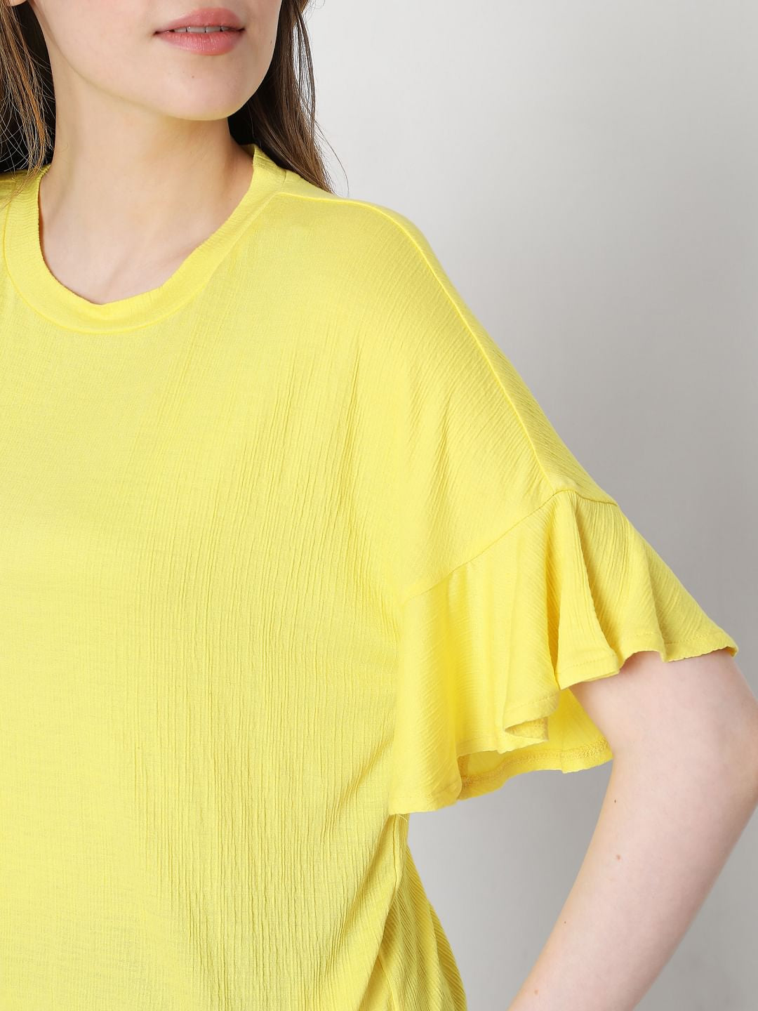 Yellow Frill Sleeves Top