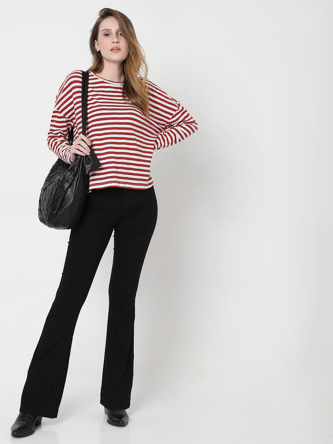 Red Oversized Striped T-Shirt
