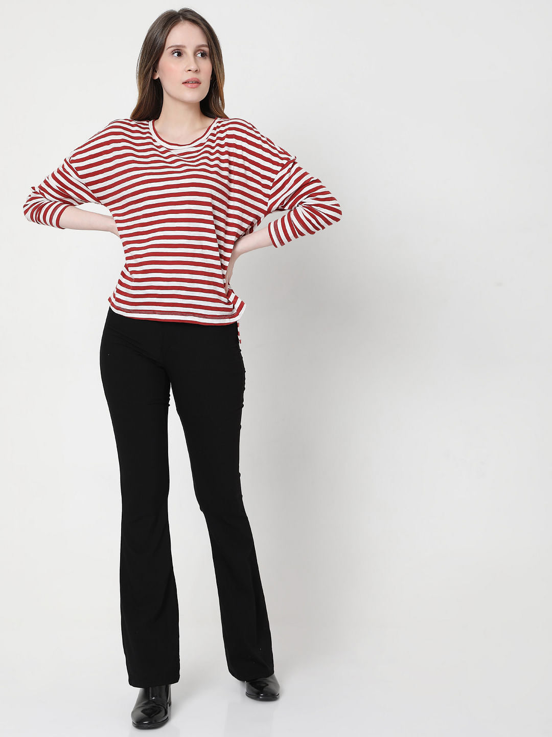 Red Oversized Striped T-Shirt