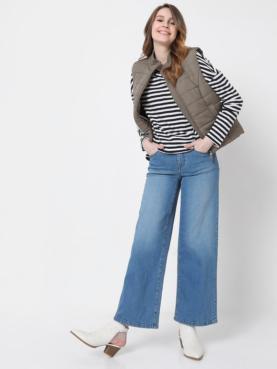 Blue Oversized Striped T-Shirt