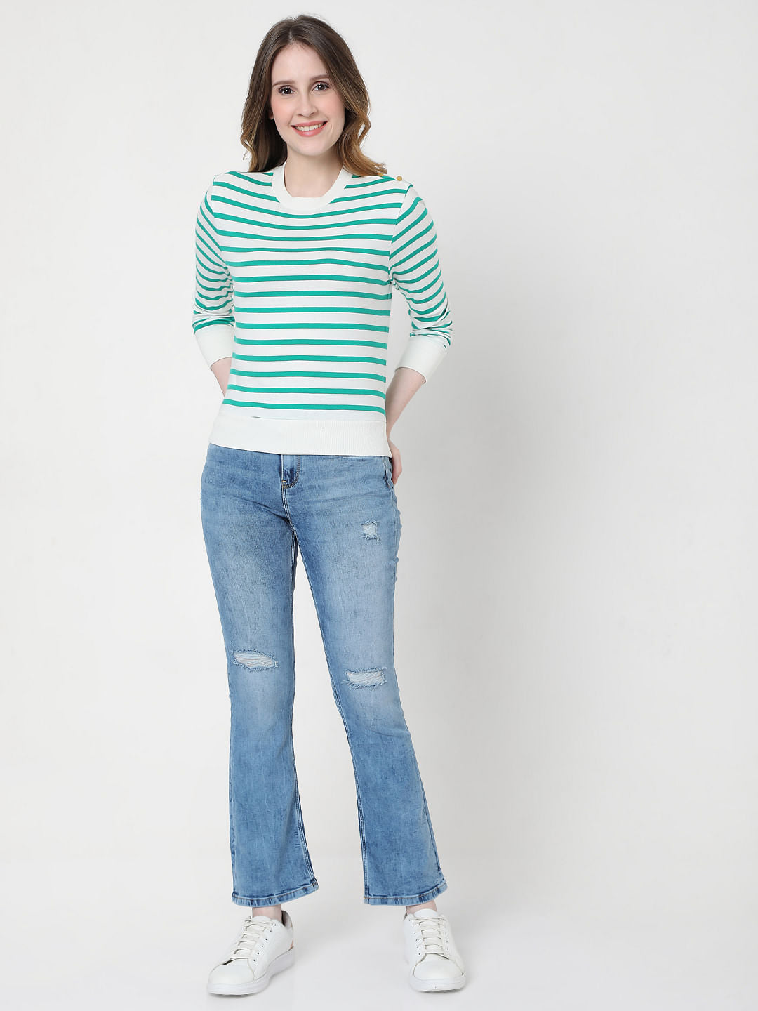 Green Striped Sweatshirt