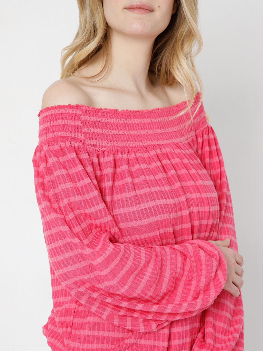 Fuschia Pink Off-Shoulder Top