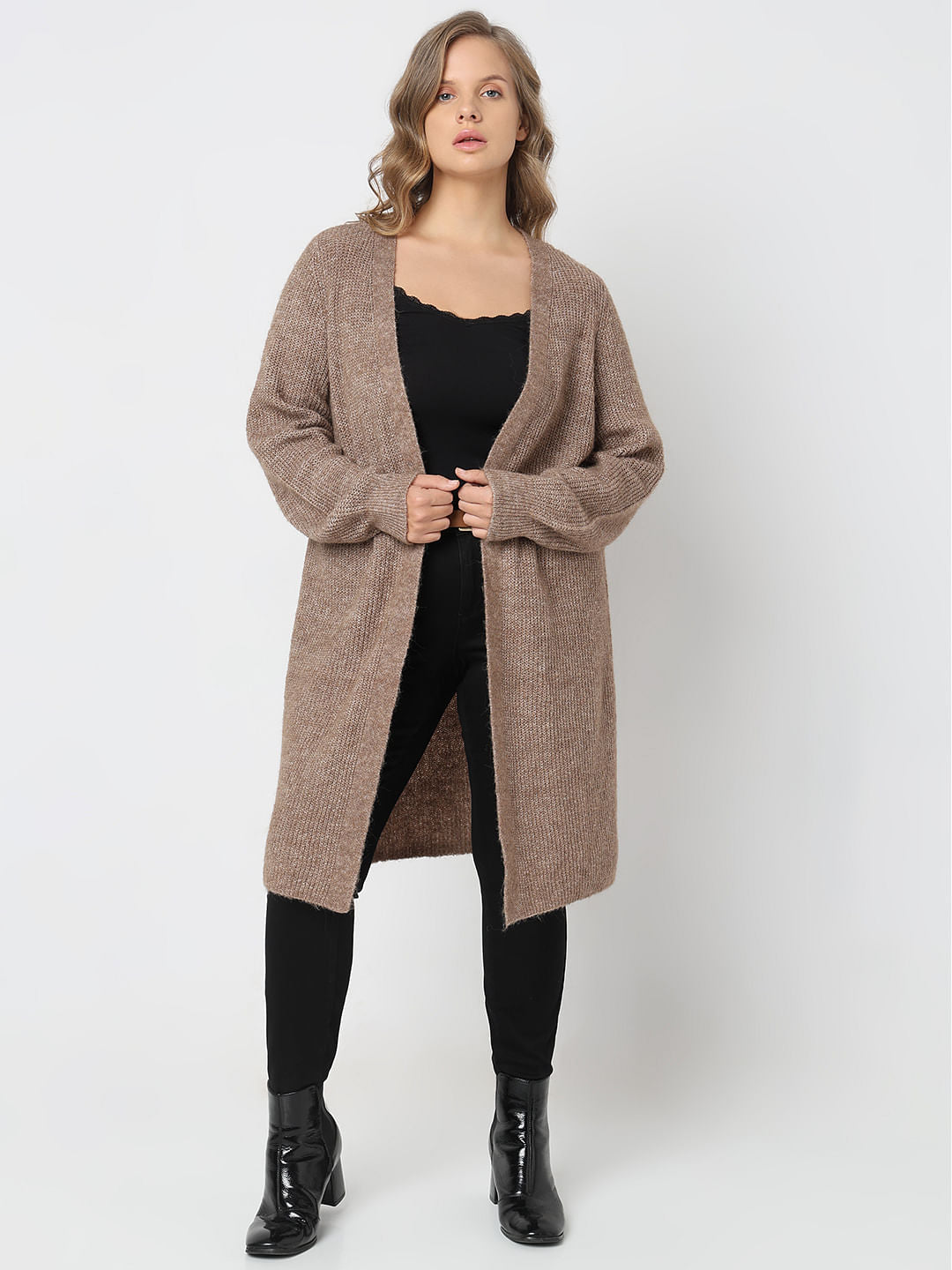 Curve Brown Front Open Cardigan
