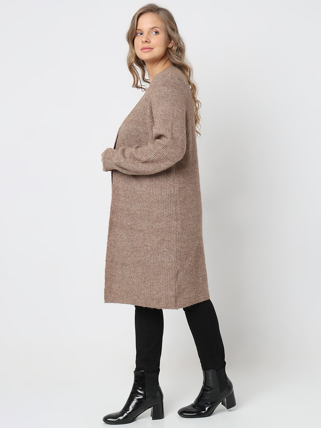 Curve Brown Front Open Cardigan
