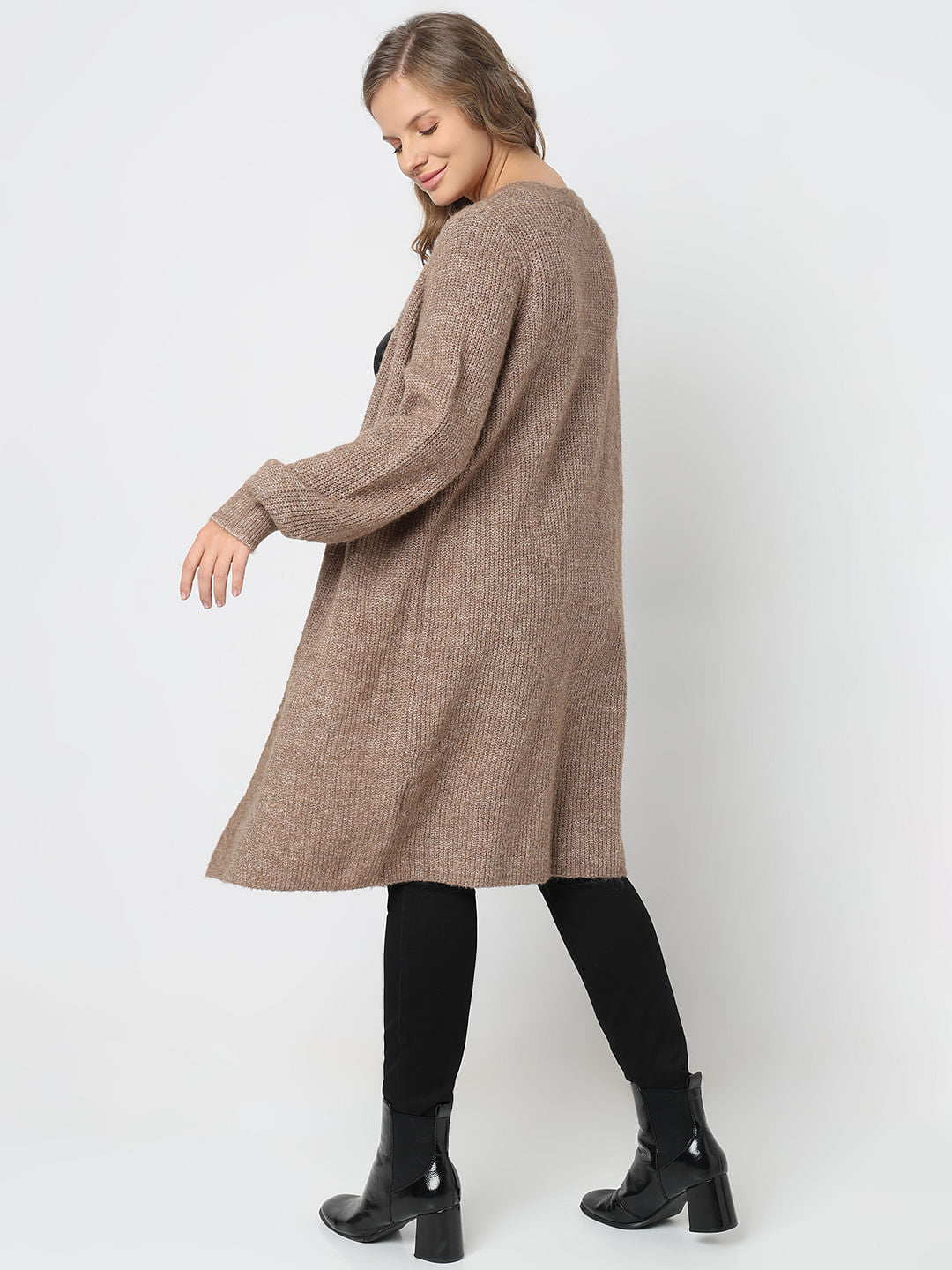 Curve Brown Front Open Cardigan