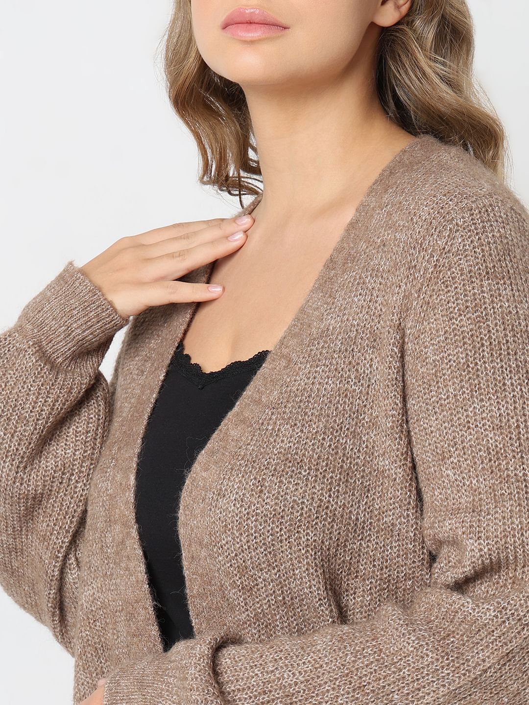 Curve Brown Front Open Cardigan