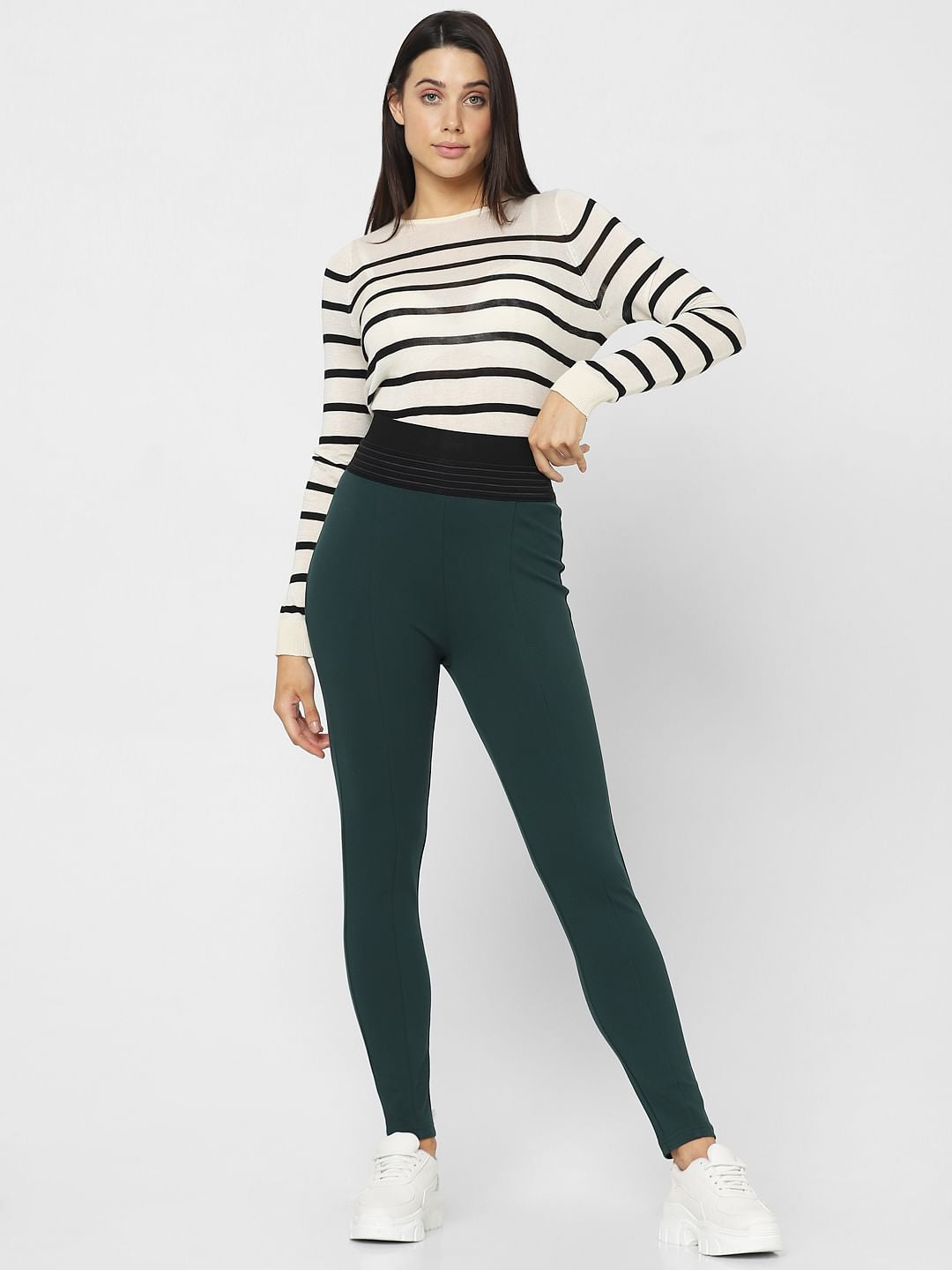 Green High Rise Skinny Fit Leggings