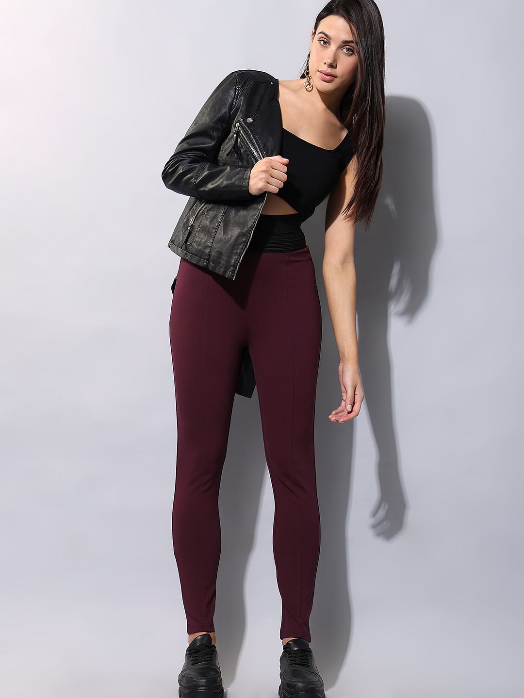 Maroon High Rise Leggings