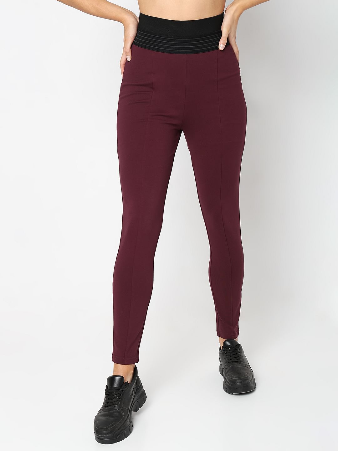 Maroon High Rise Leggings
