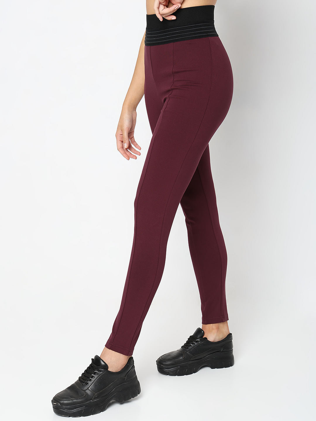 Maroon High Rise Leggings