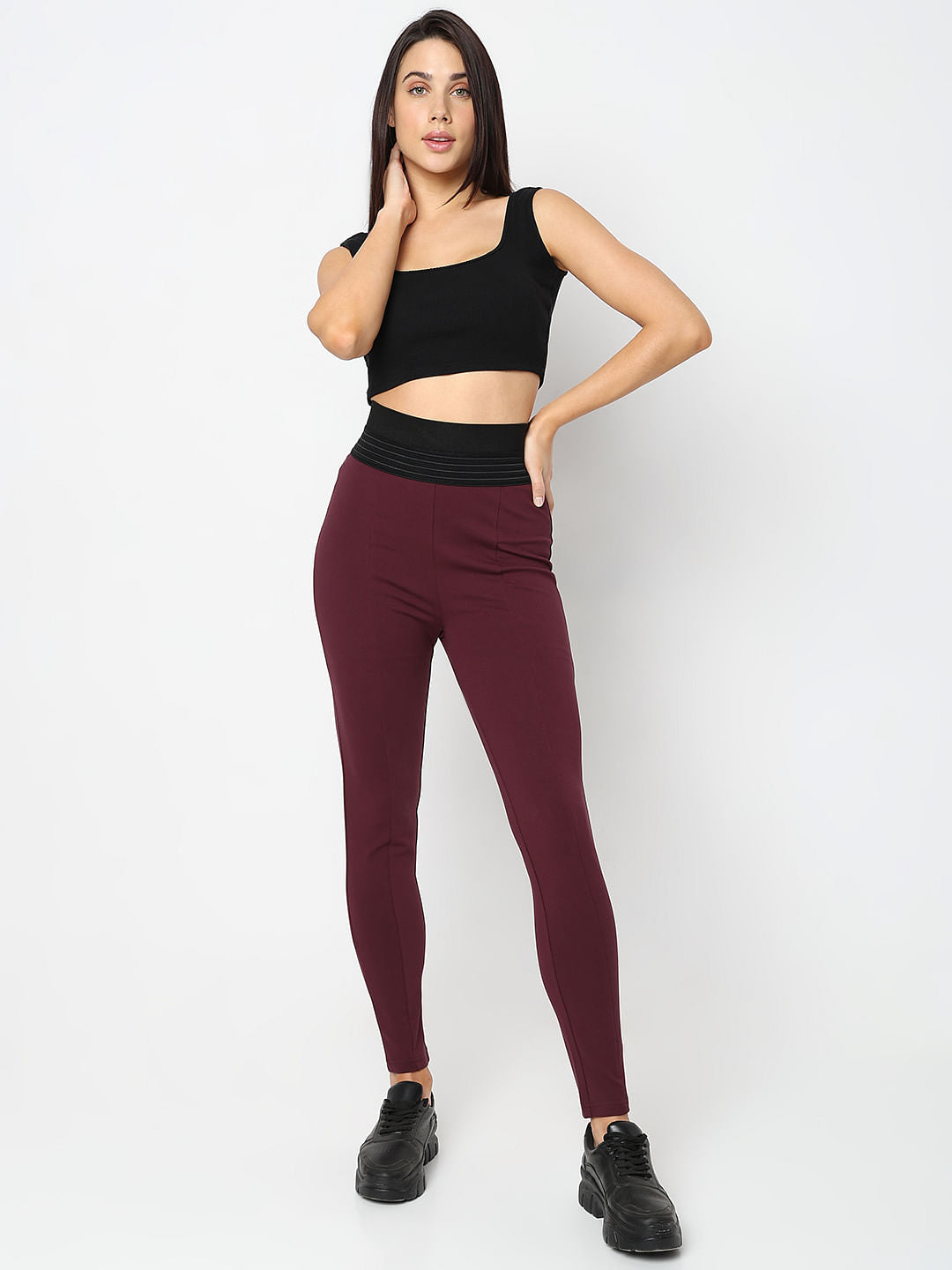 Maroon High Rise Leggings