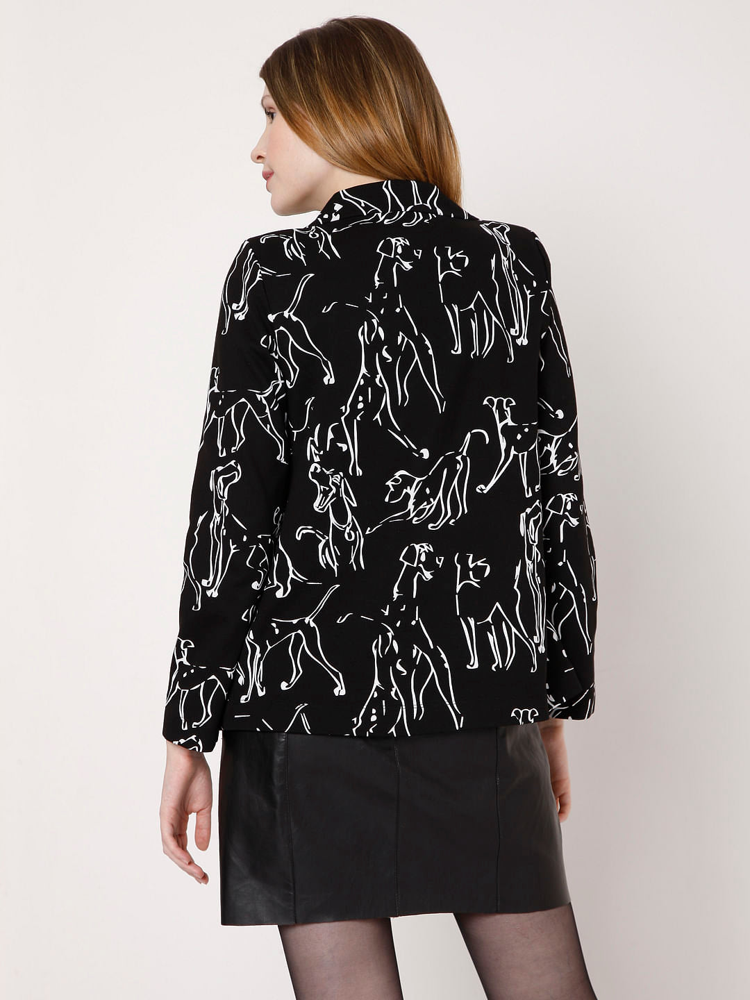 Black Abstract Print Jacket