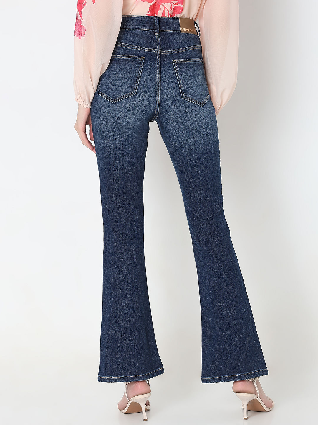 Dark Blue High Rise Flared Jeans