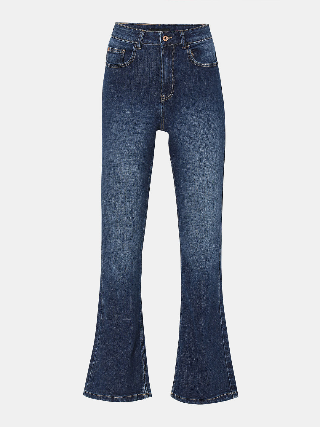 Dark Blue High Rise Flared Jeans
