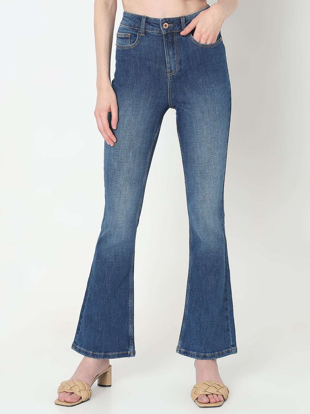 Blue High Rise Bootcut Jeans