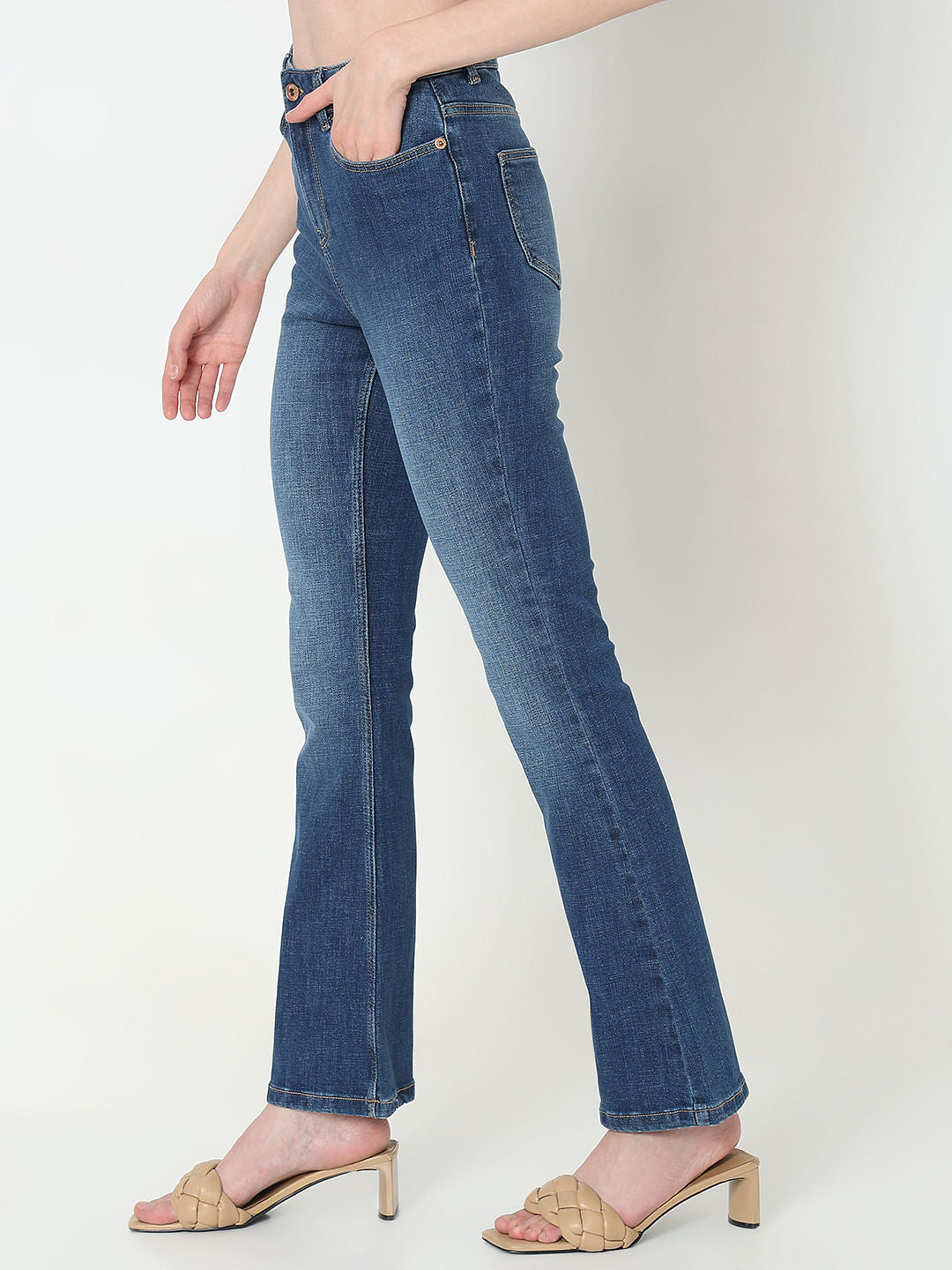Blue High Rise Bootcut Jeans