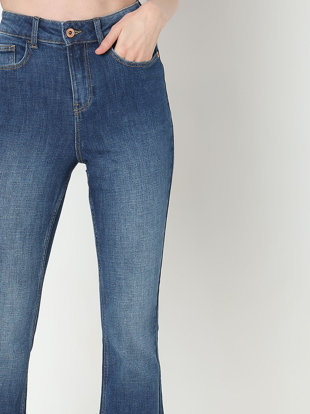 Blue High Rise Bootcut Jeans