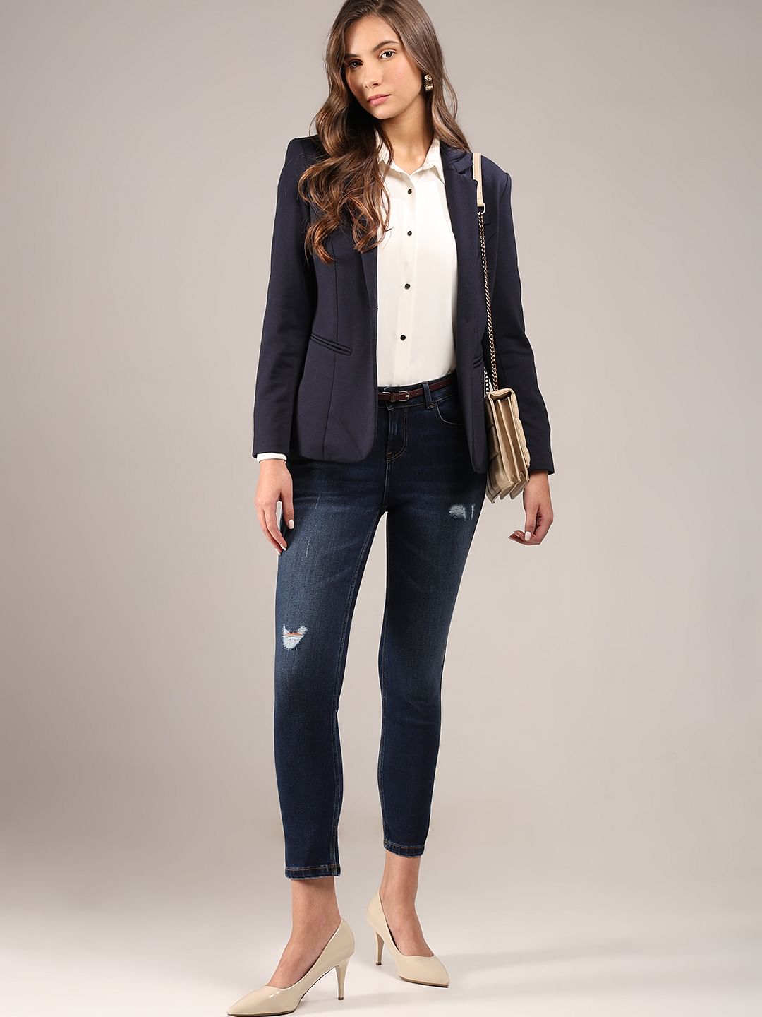 Dark Blue Mid Rise Wendy Skinny Jeans