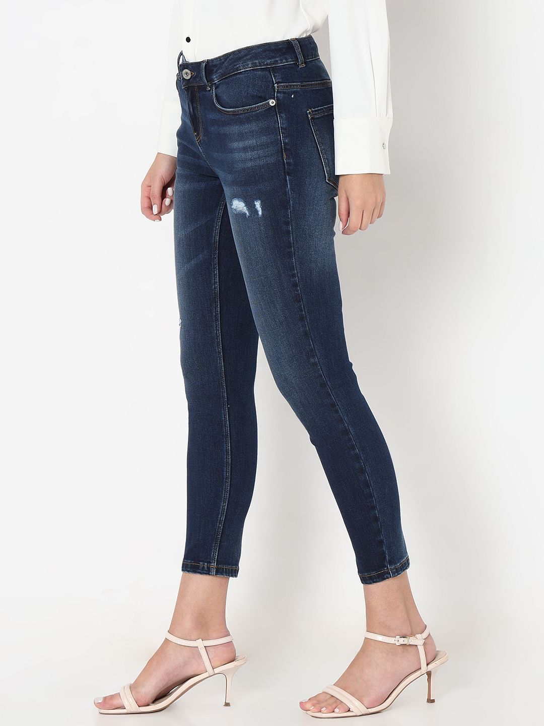 Dark Blue Mid Rise Wendy Skinny Jeans