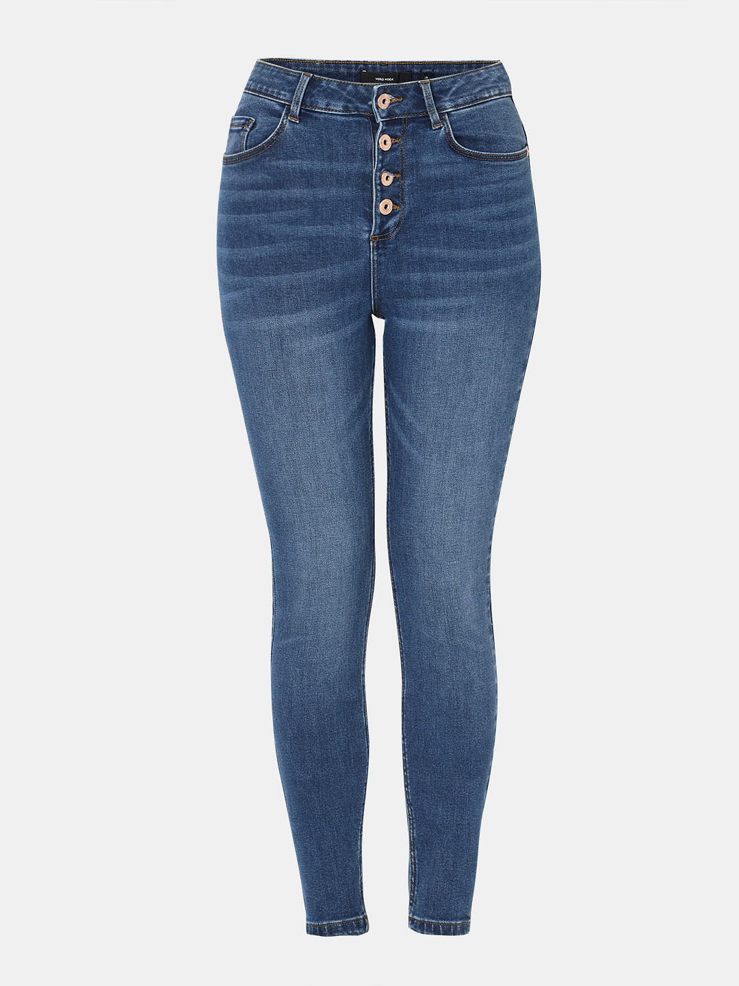 Blue High Rise Buttoned Wendy Skinny Jeans